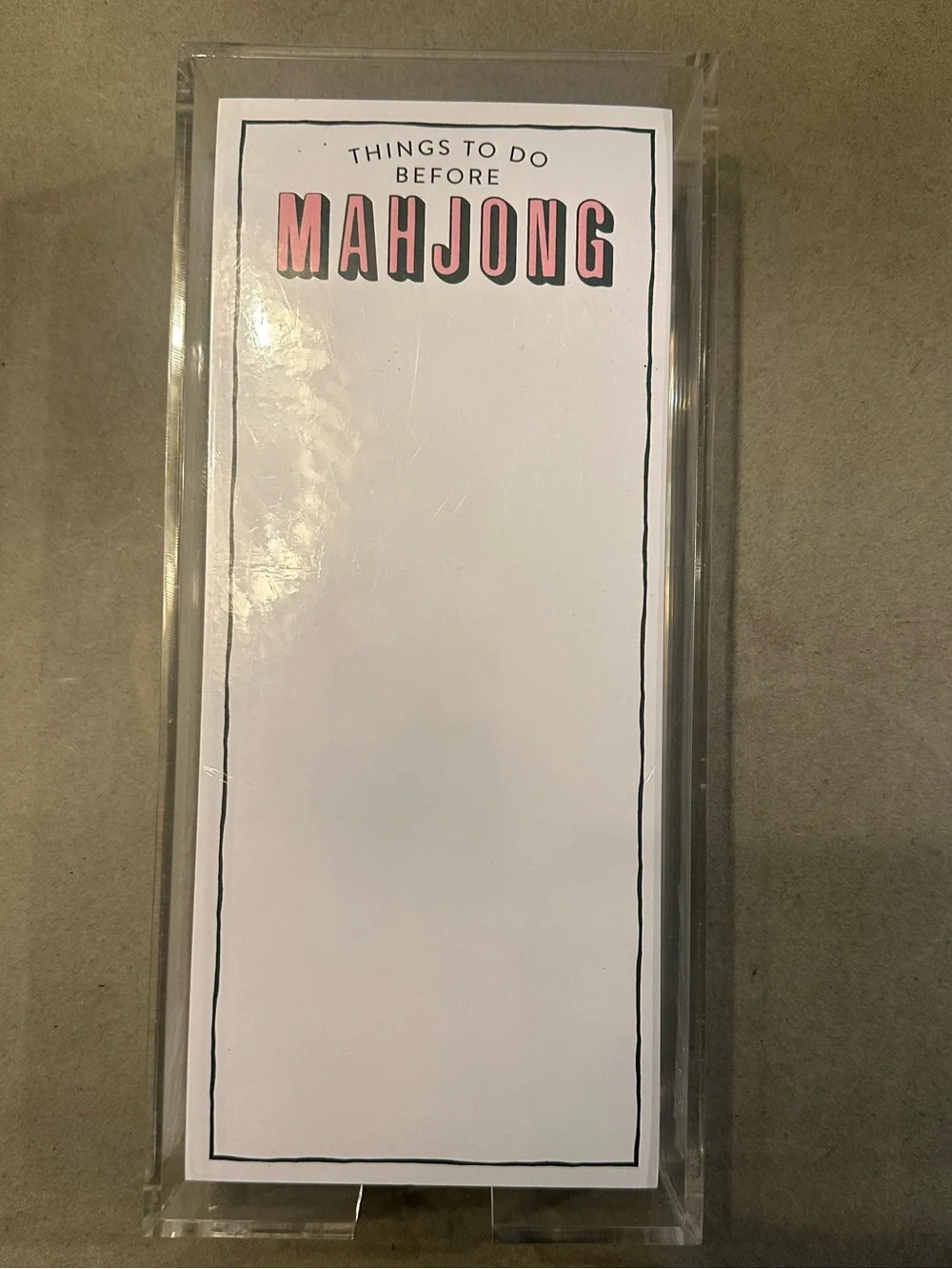 Rectangle Notepaper with Acrylic Tray - Things To Do Before Mahjong